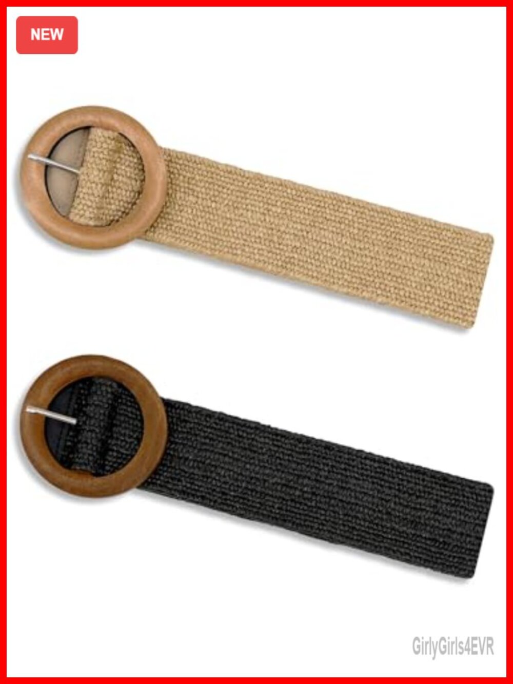 2/4pk Straw Woven Elastic Waist Belts for Women Boho Rattan Raffia
